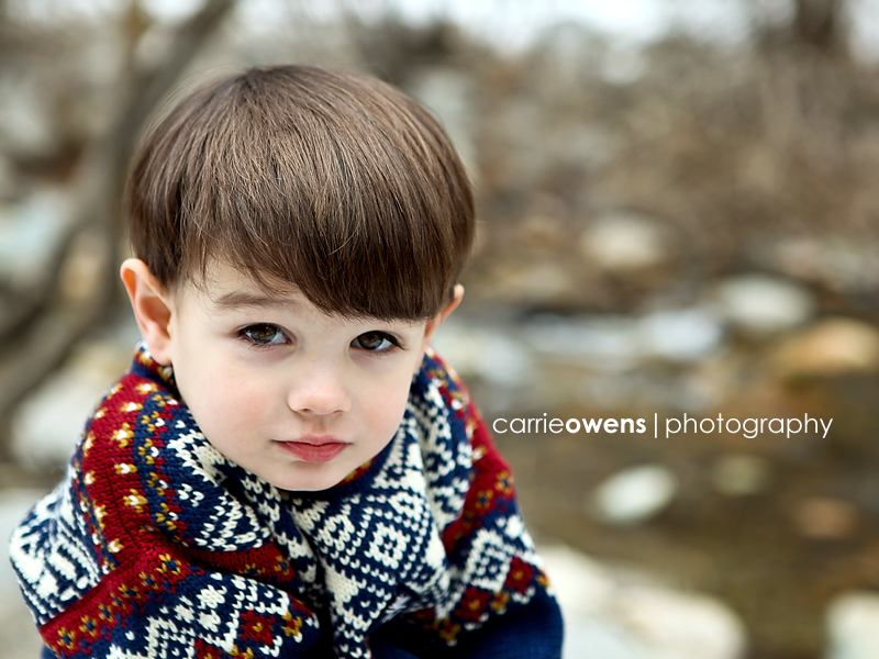 little boy in winter sweater in salt lake city utah