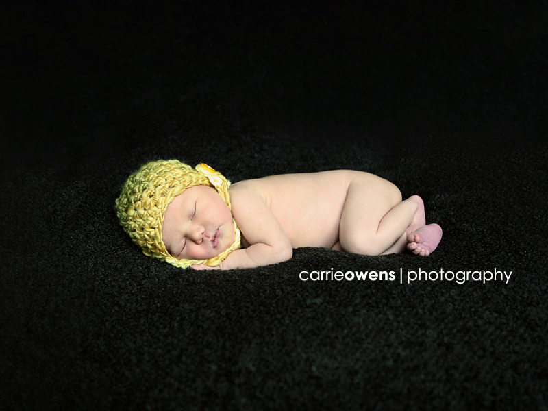 salt lake city newborn photographer baby girl with yellow hat