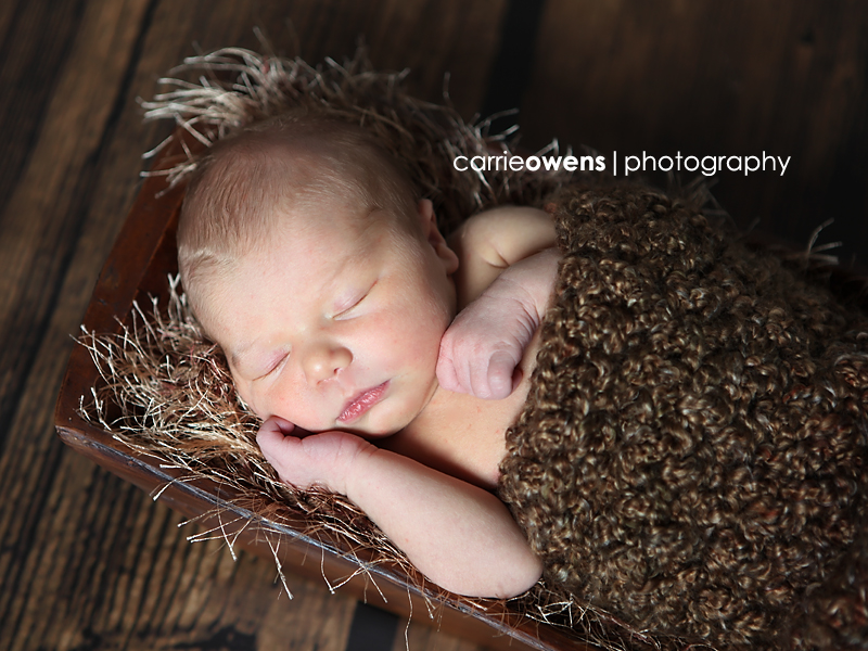 salt lake city newborn photographer baby girl in wooden bowl