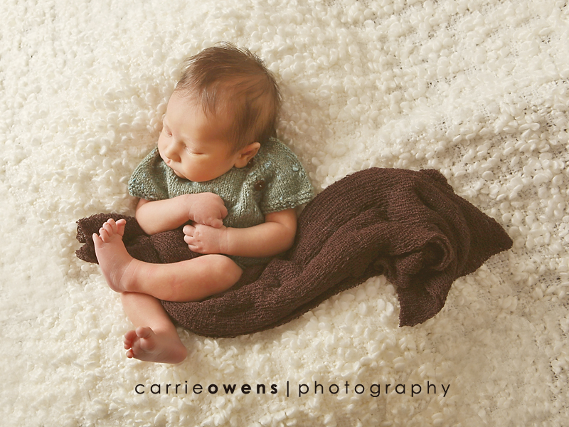 Newborn Photography in Salt Lake City Utah with handknit sweater by newborn photographer Carrie Owens