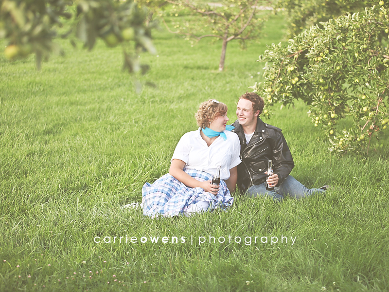 salt lake city utah engagement photographer Carrie Owens captures sweet and stylish couple in 50s themed shoot