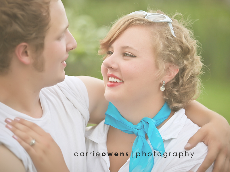 salt lake city utah engagement photographer Carrie Owens captures beautiful and stylish couple in 50s themed shoot