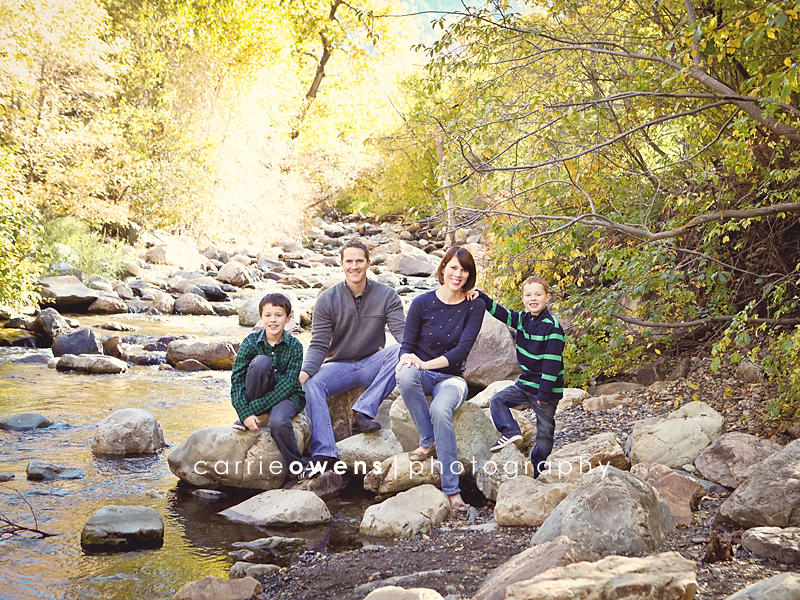 Salt Lake City Utah family photographer great family of four in the rocks by the creek