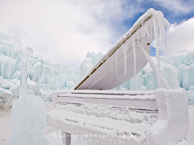 salt lake city utah photographer at the midway ice castles frozen piano