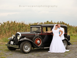 salt lake city utah wedding photographer first look session at the great salt lake with a vintage car