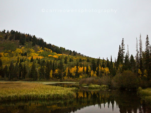 Utah photographer Carrie Owens in Silver Lake up Big Cottonwood Canyon at sunrise