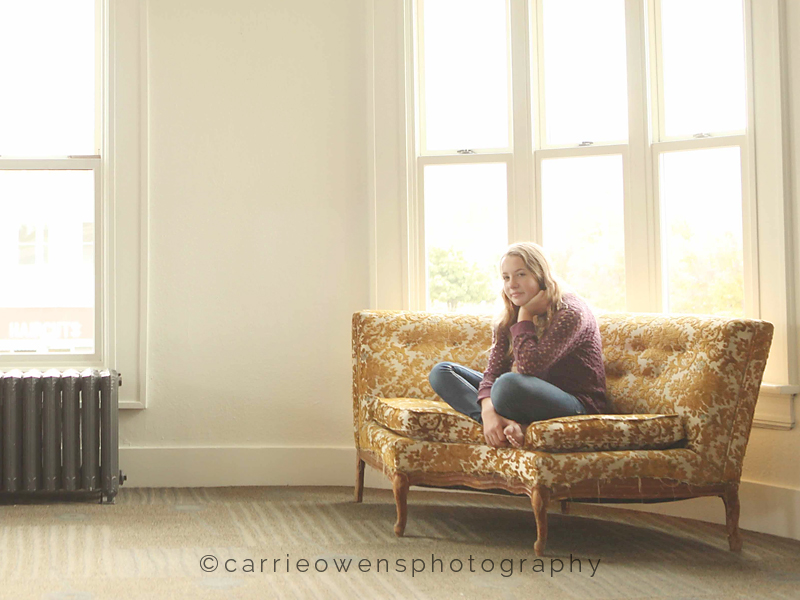 Salt Lake City Utah teen photographer Carrie Owens photographs girl in studio