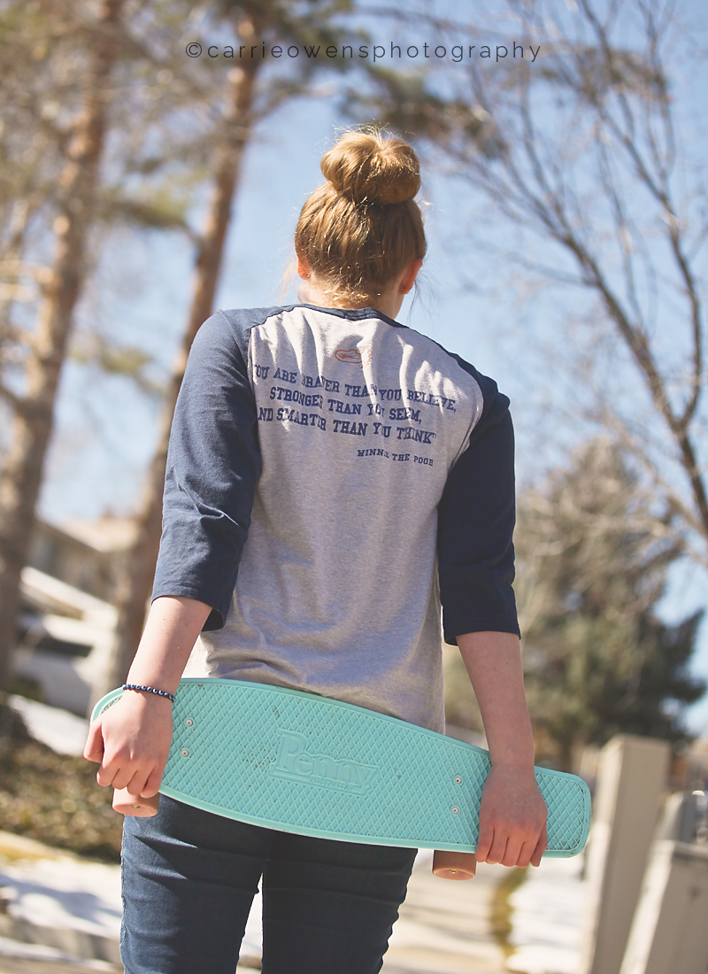 Salt Lake City Utah tween photographer Carrie Owens photographs girl with her skateboard