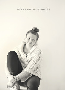 Salt Lake City Utah teen photographer Carrie Owens photographs a beautiful 13 year old girl at the studio
