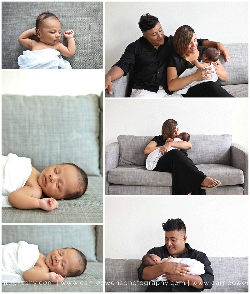 Salt Lake City Utah newborn and family photographer Carrie Owens photographs a new family of three at her studio near downtown Salt Lake City