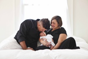 Salt Lake City Utah newborn and family photographer Carrie Owens showcases a new family of three at her Downtown studio