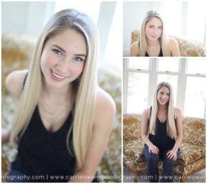 Salt Lake City Utah high school senior photographer with beautiful blonde girl at the studio near trolley square