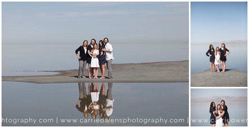 Salt Lake City Utah family photographer Carrie Owens at the great salt lake with a family of five