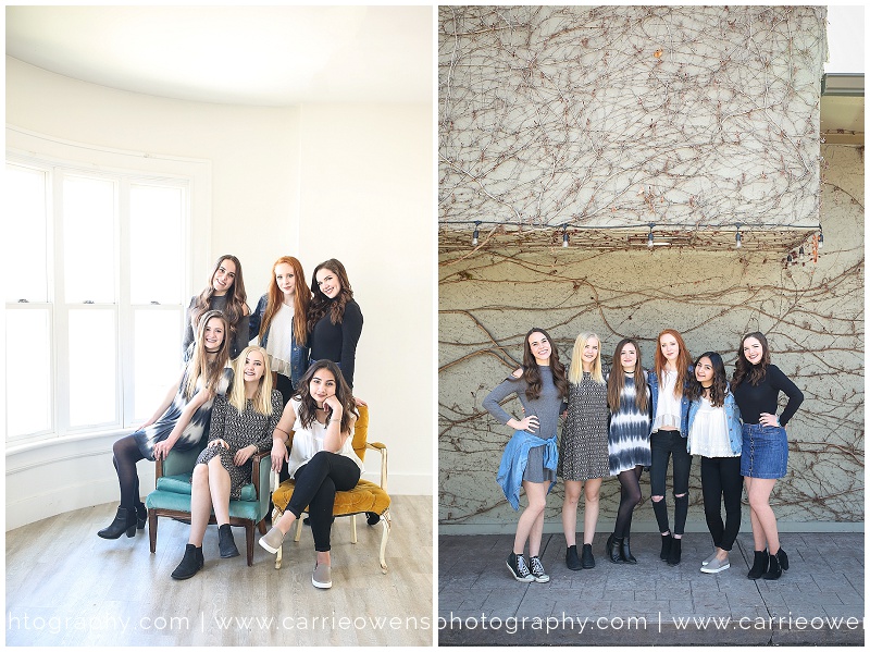 Salt Lake City high school teen photographer Carrie Owens at her studio with six gorgeous girls