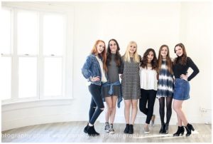 Salt Lake City high school teen photographer Carrie Owens at her studio with six gorgeous girls