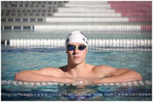 salt lake city utah high school senior athlete photographer carrie owens photographs senior boy at the pool