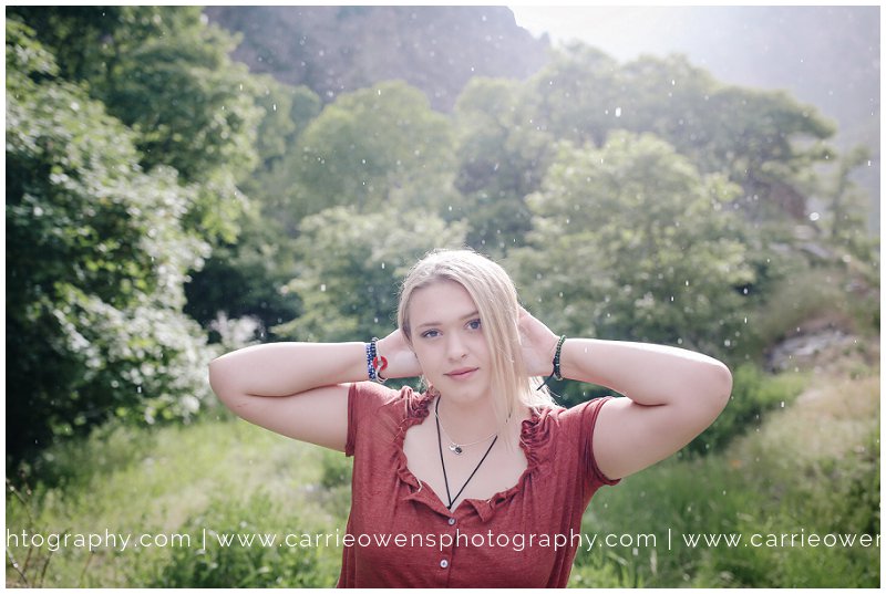 Salt Lake City Utah high school senior photographer Carrie Owens photographs blonde senior in the canyon