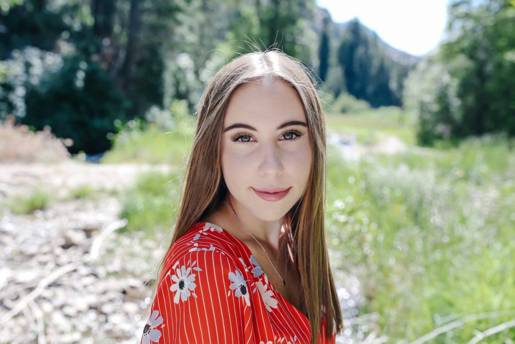 Salt Lake City Utah high school senior photographer Carrie Owens photographs brunette in the canyons